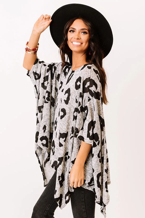A Chic Peak Leopard Shift Tunic In Grey