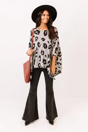 A Chic Peak Leopard Shift Tunic In Grey