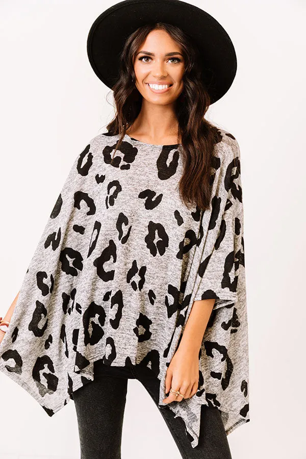 A Chic Peak Leopard Shift Tunic In Grey