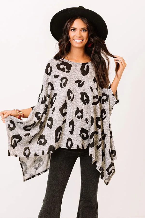 A Chic Peak Leopard Shift Tunic In Grey