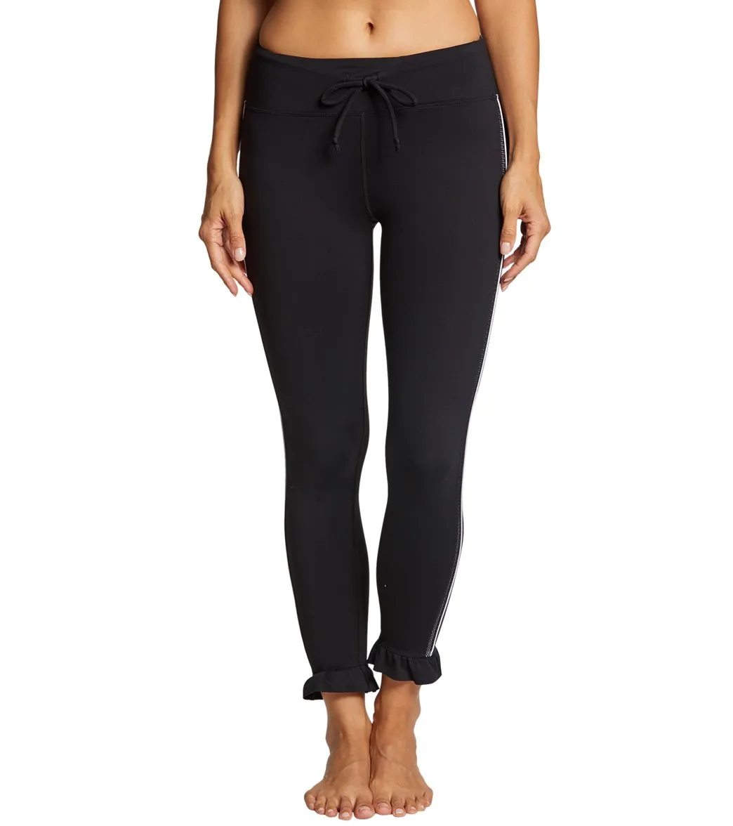 Betsey Johnson Performance Side Mesh Ruffle Hem Yoga Leggings