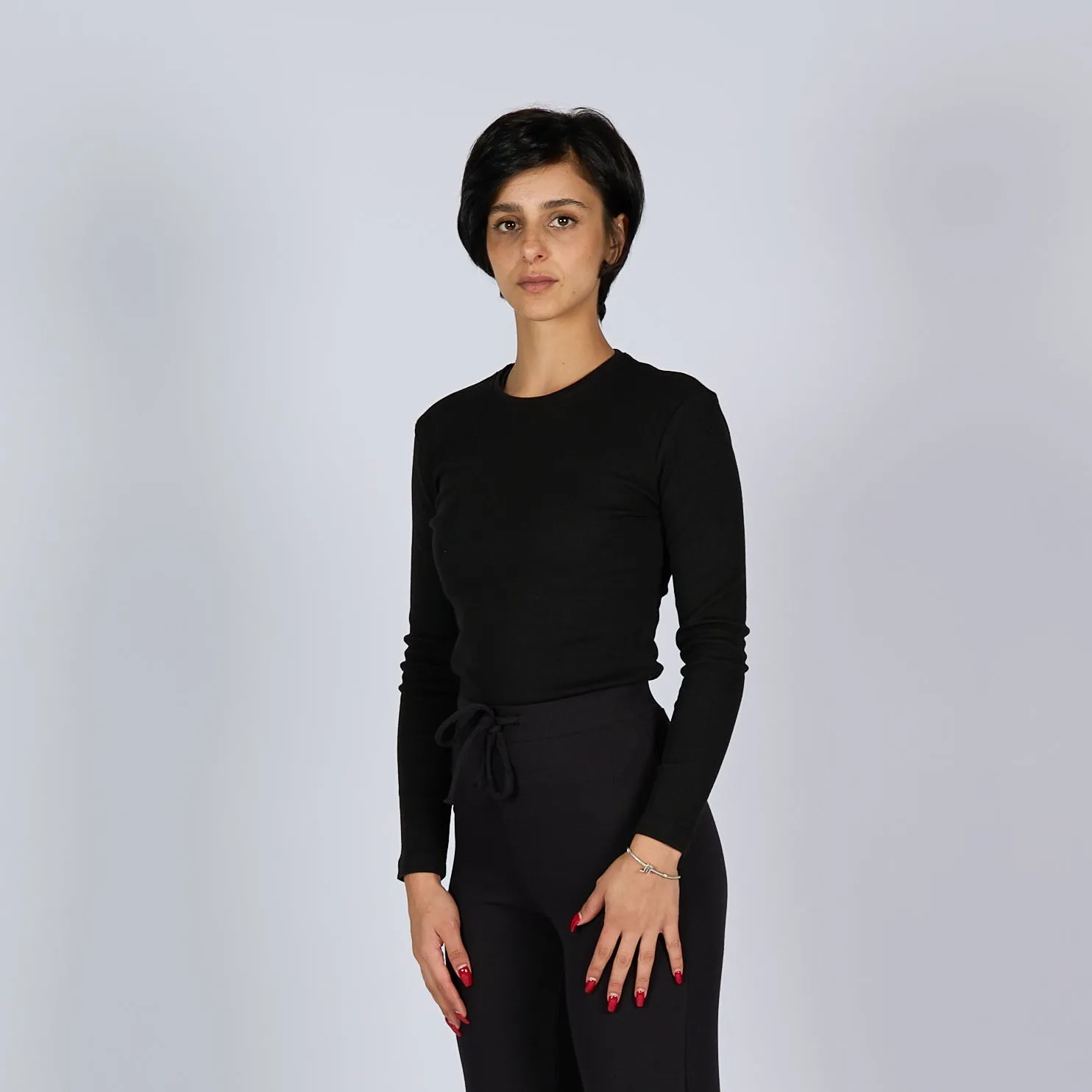 Black Soot | Women Ribbed Long Sleeve T-shirt