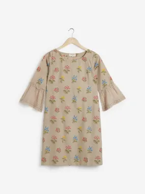 Bombay Paisley Beige Floral Shift Dress