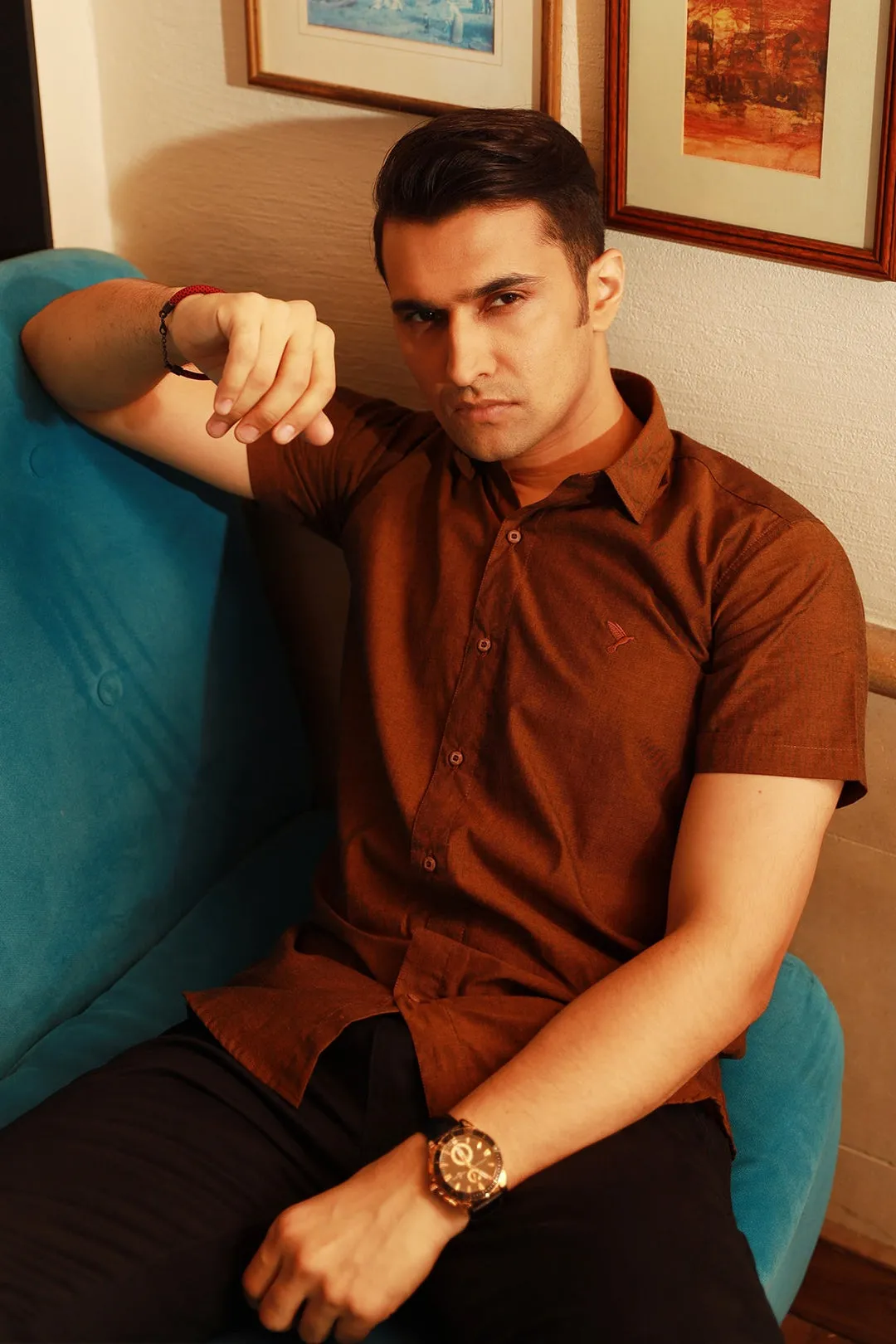 Brown Half Sleeve Casual Shirt - S22 - MS0035R