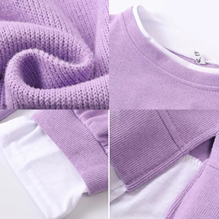 Casual Round Collar Sweatshirt Casual Leggings Set