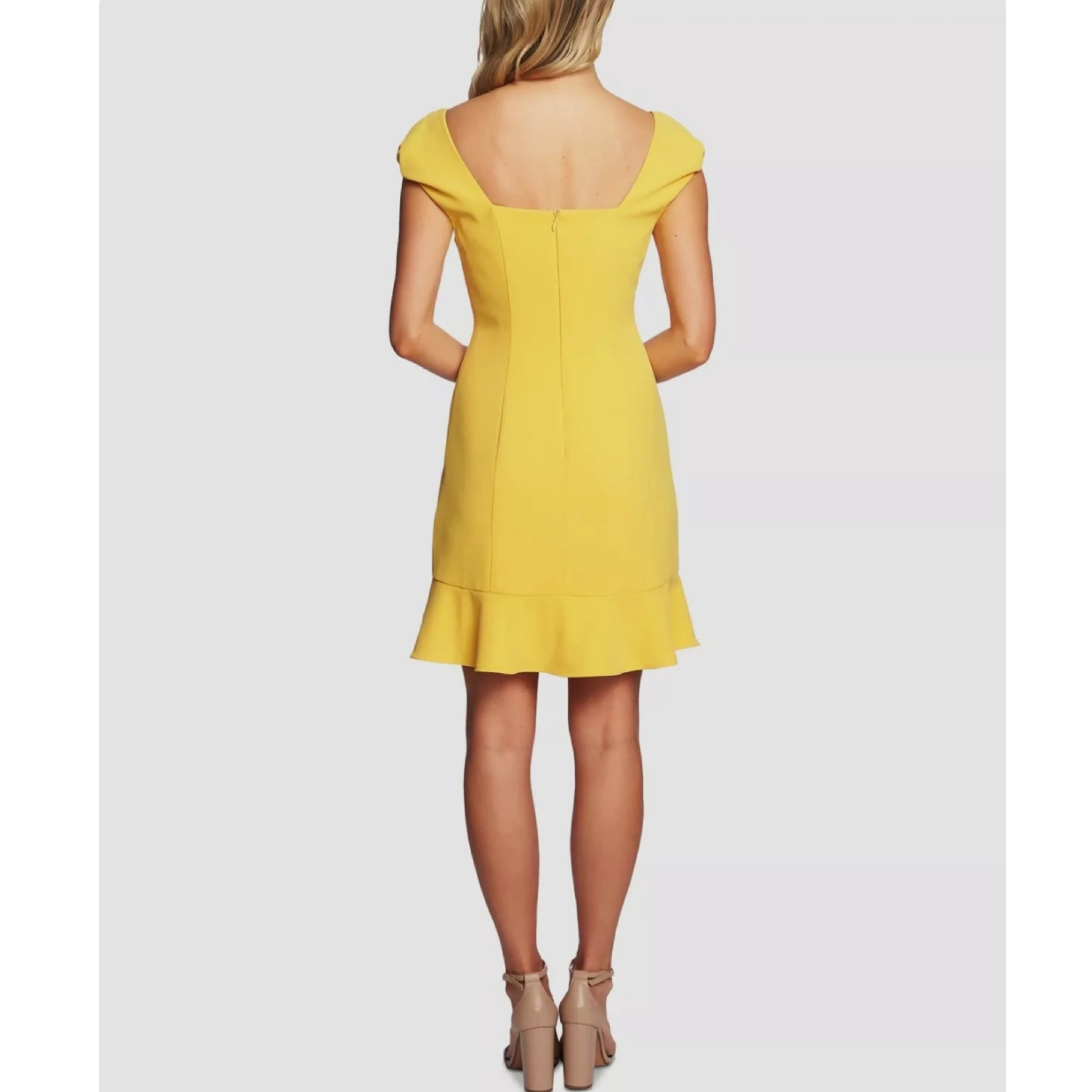 CECE Crepe Ruffle Hem Dress