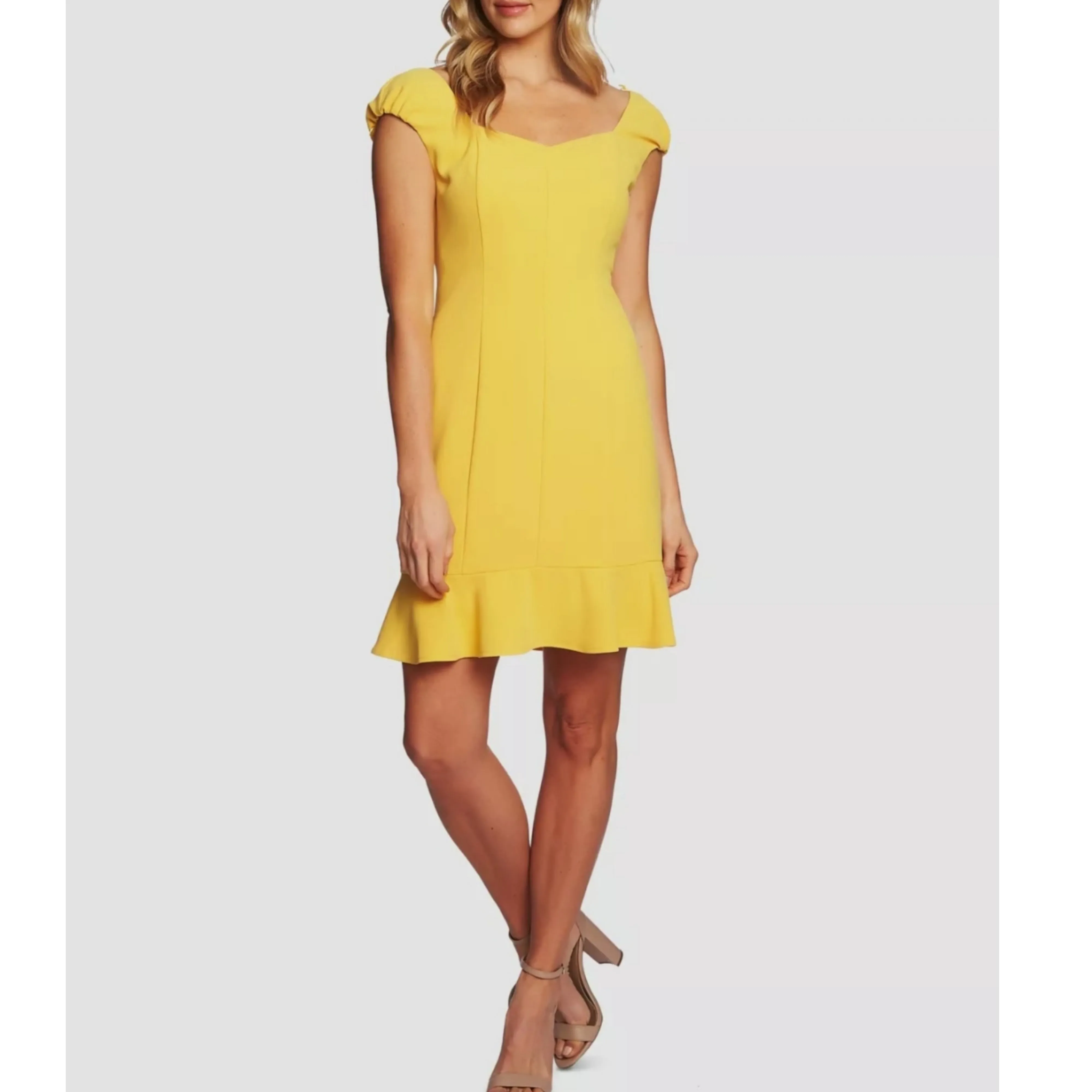 CECE Crepe Ruffle Hem Dress