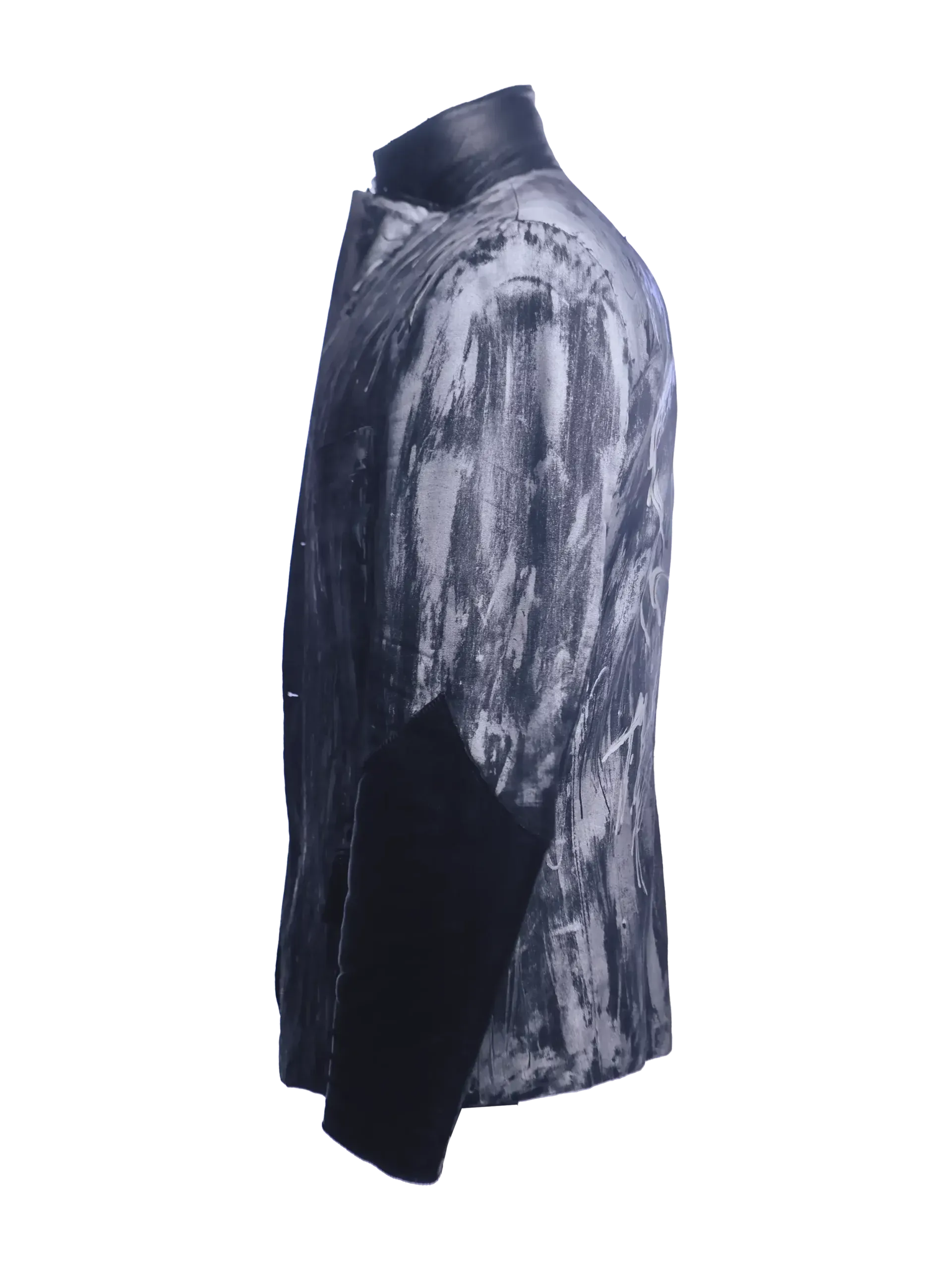 Chic Hand-Painted Cotton Jacket In Silver Tones
