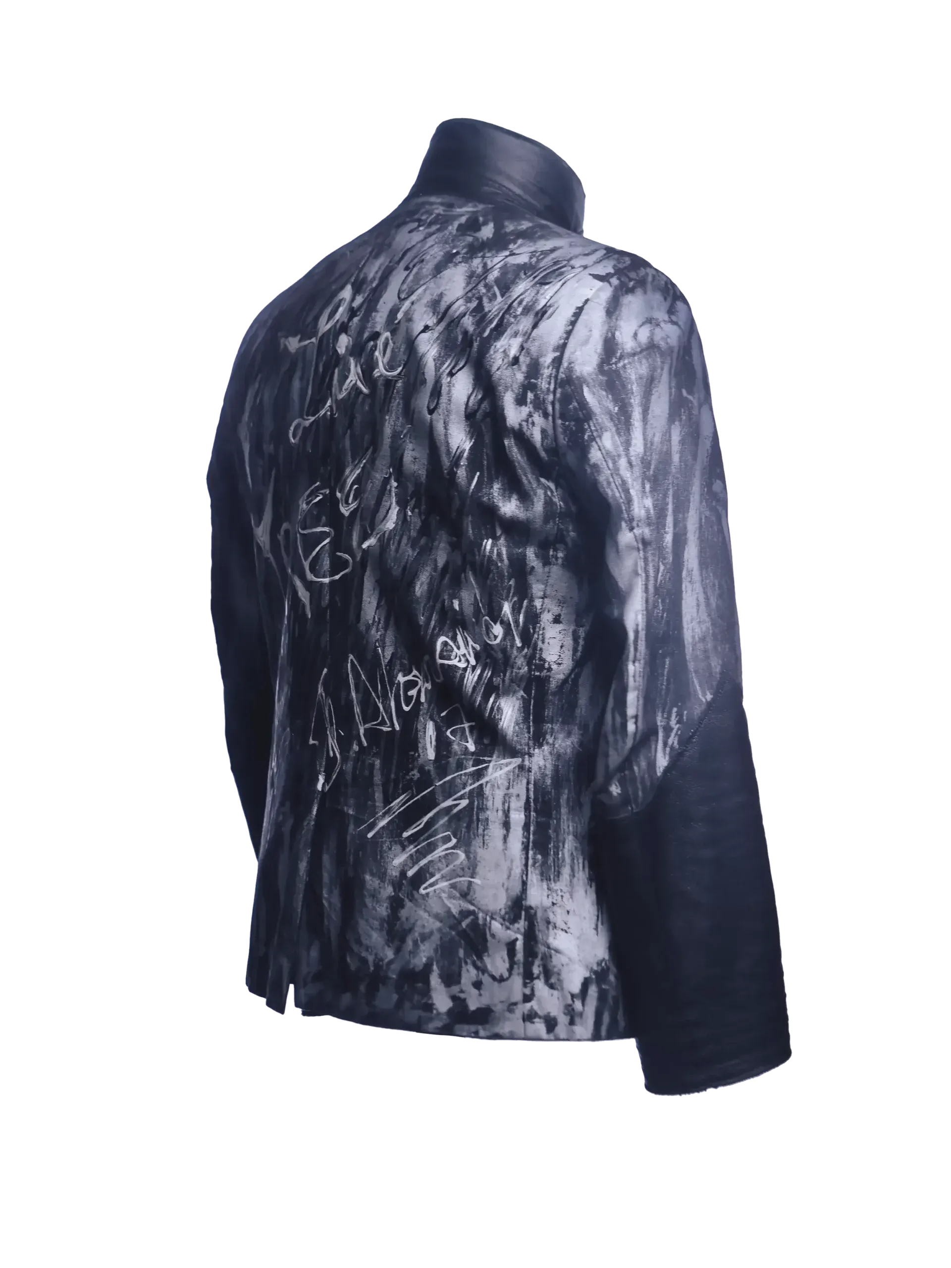 Chic Hand-Painted Cotton Jacket In Silver Tones