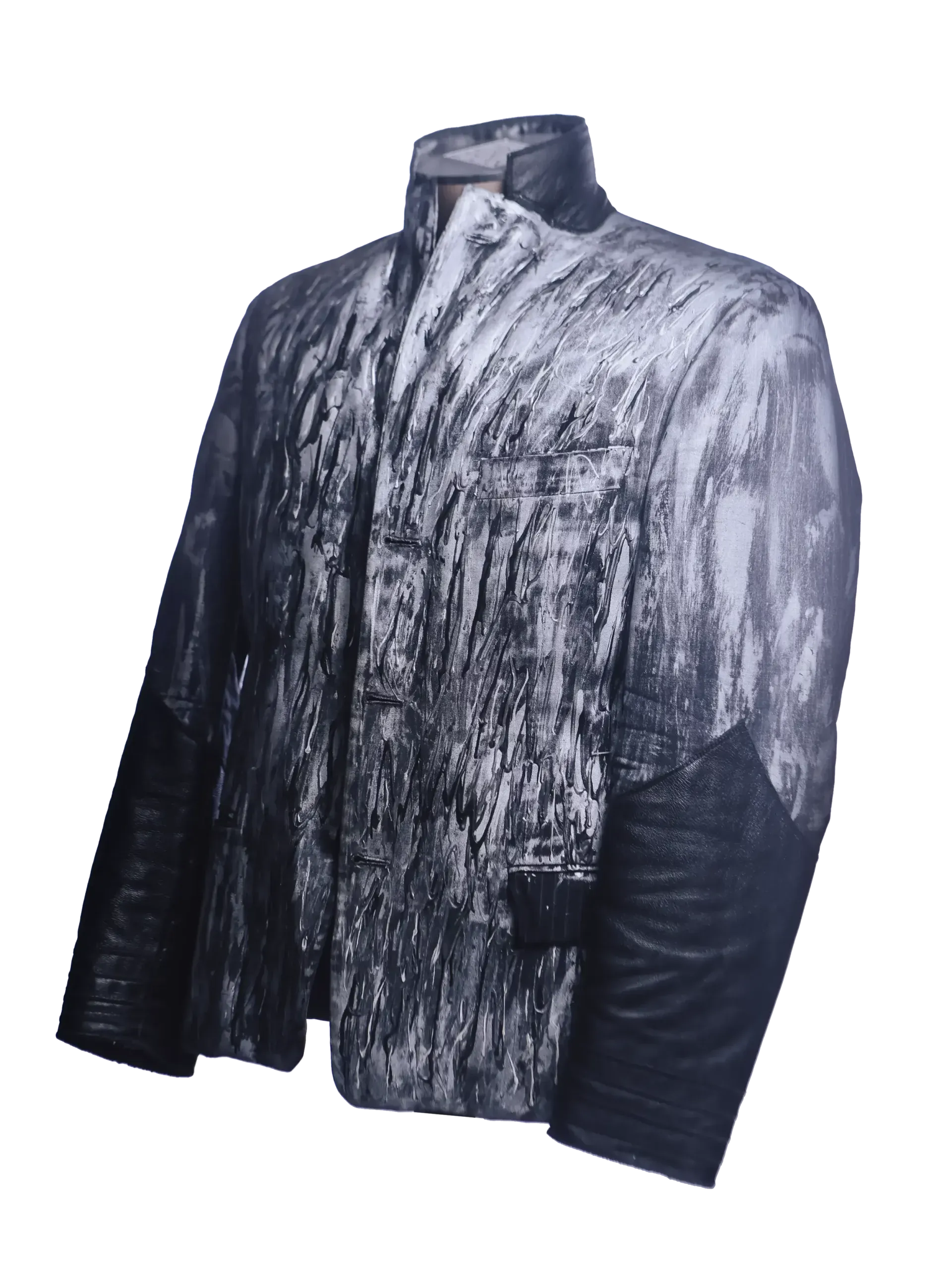 Chic Hand-Painted Cotton Jacket In Silver Tones
