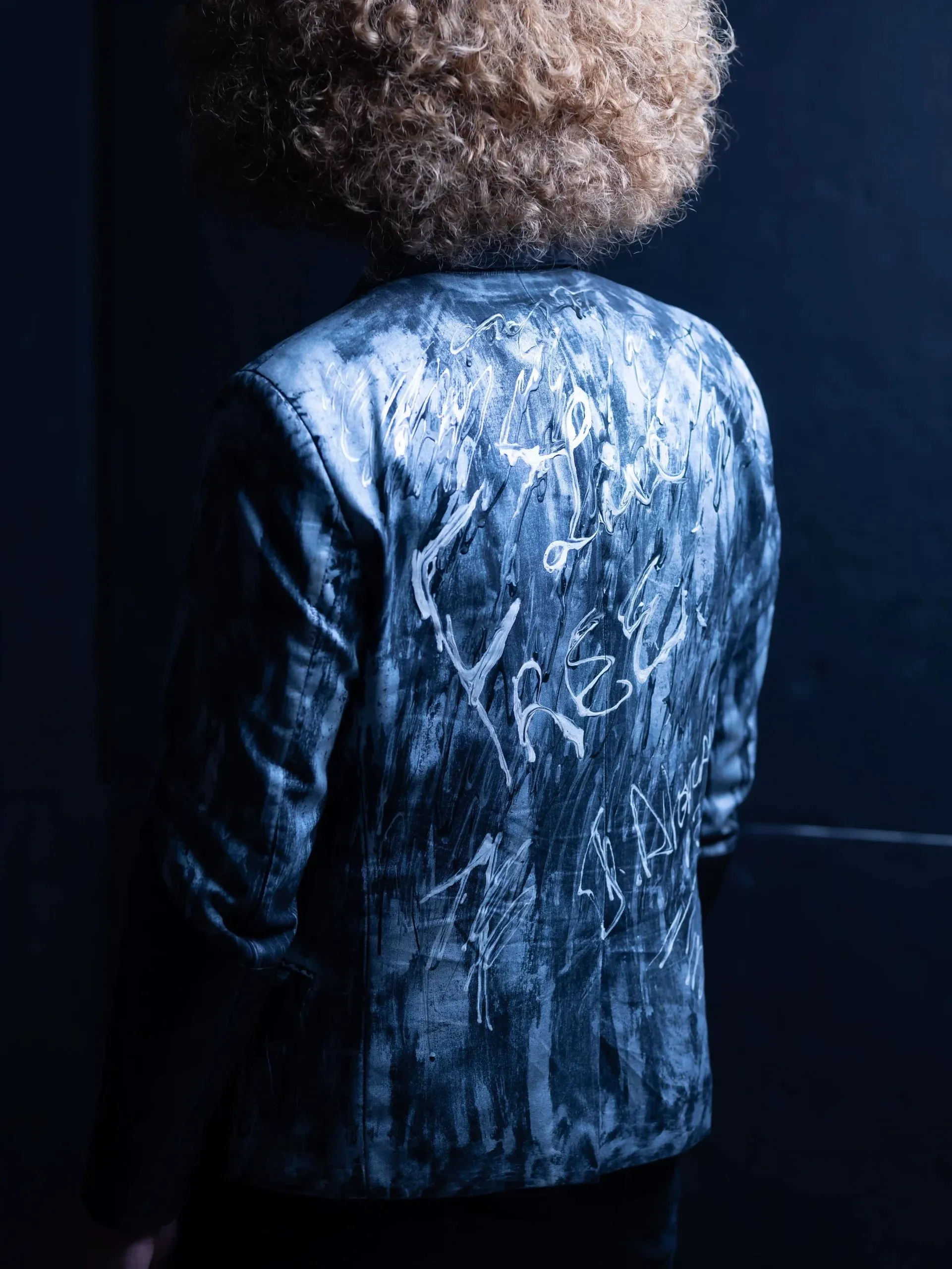 Chic Hand-Painted Cotton Jacket In Silver Tones