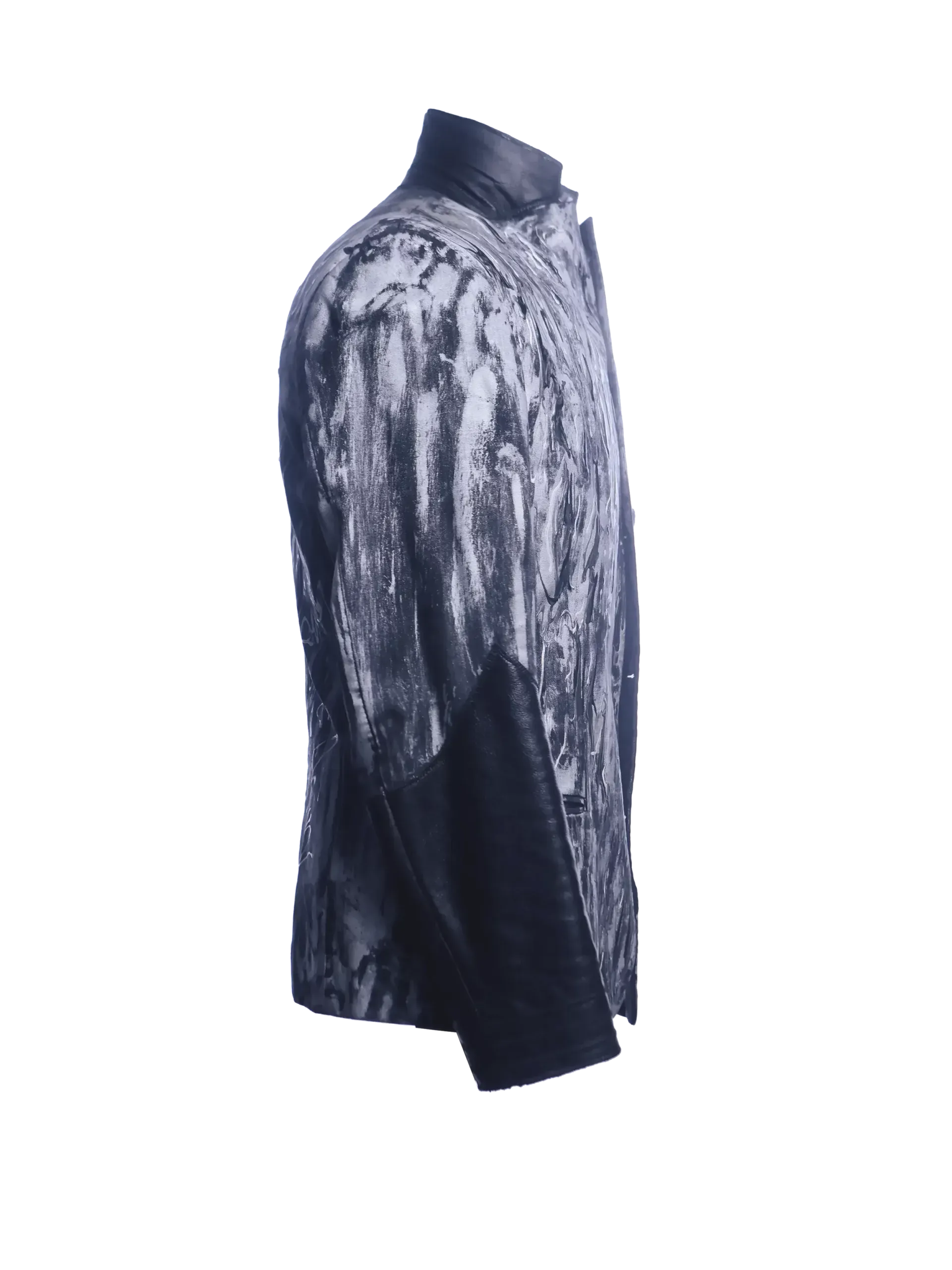 Chic Hand-Painted Cotton Jacket In Silver Tones