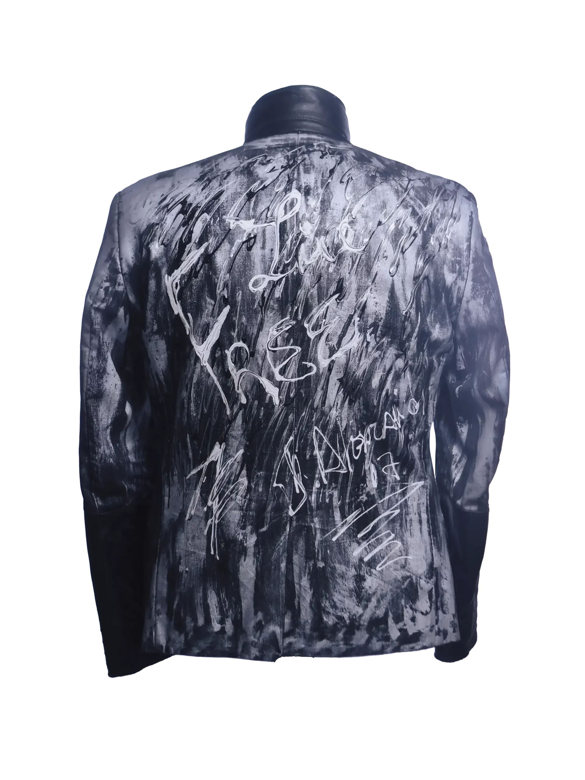 Chic Hand-Painted Cotton Jacket In Silver Tones