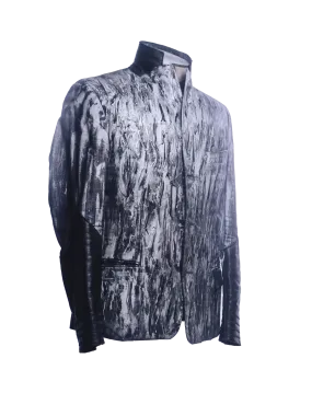 Chic Hand-Painted Cotton Jacket In Silver Tones