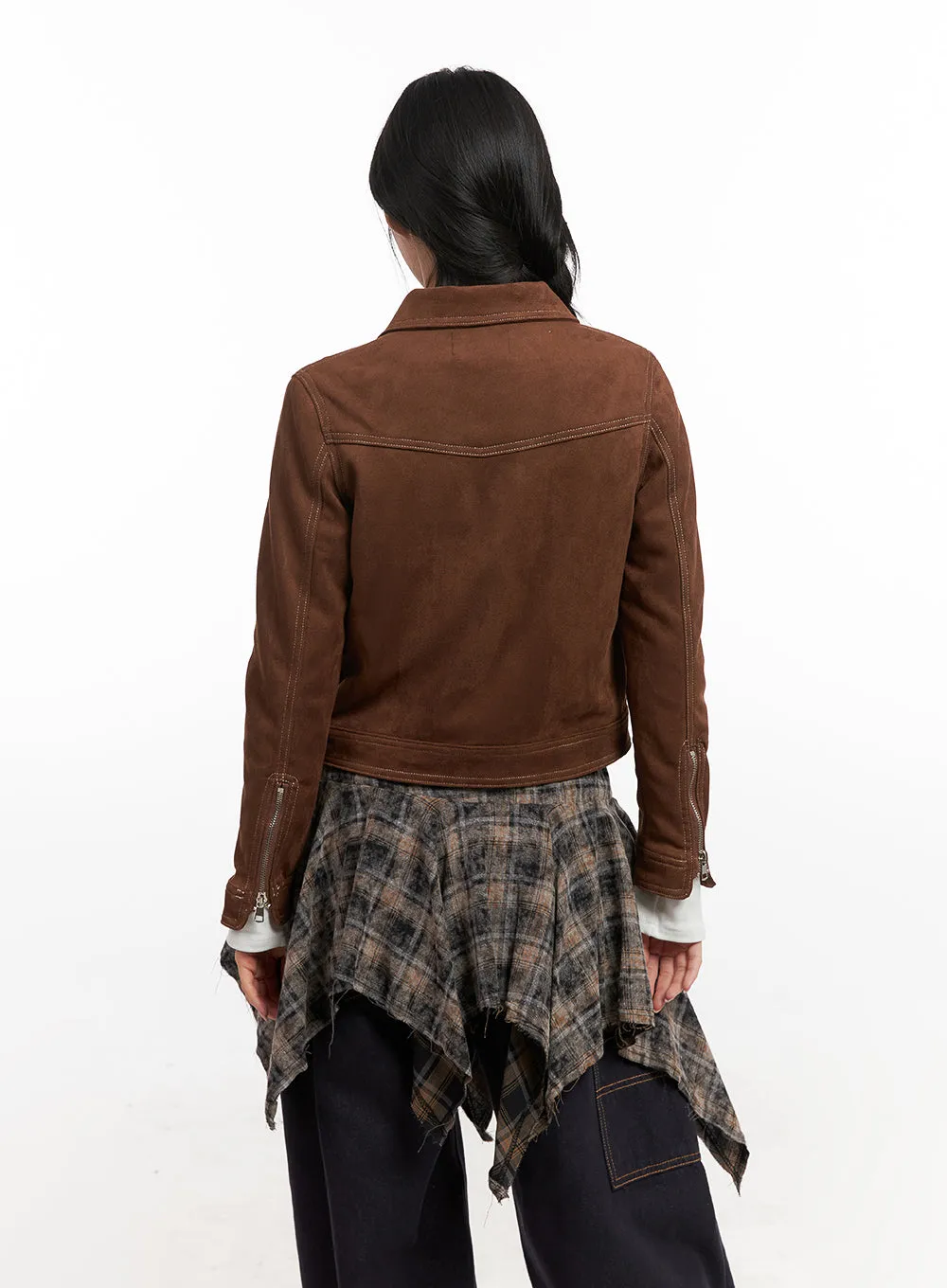 Chic Zip-Up Suede Jacket CN426