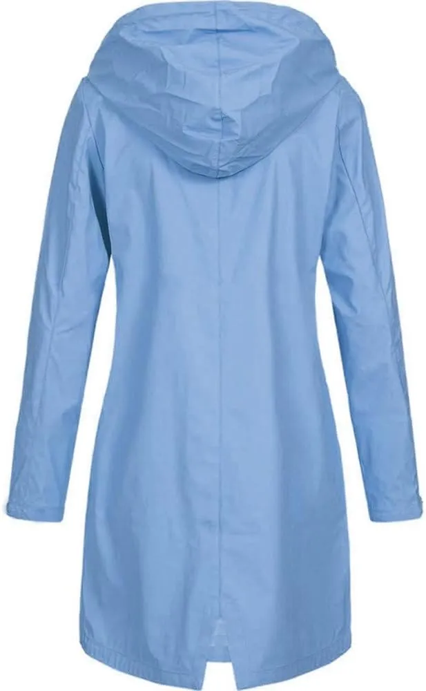 Coats for Women,Plus Jacket Outdoor Windproof Hooded Solid Women Coat Rain Raincoat Women's Coat Light Dressy Jackets