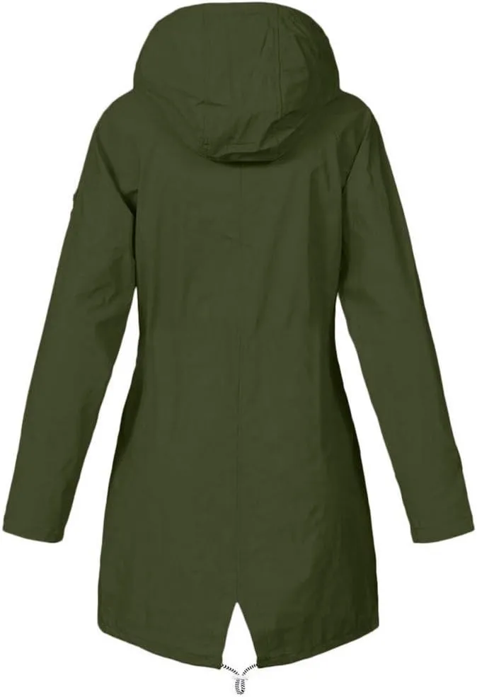 Coats for Women,Plus Jacket Outdoor Windproof Hooded Solid Women Coat Rain Raincoat Women's Coat Light Dressy Jackets