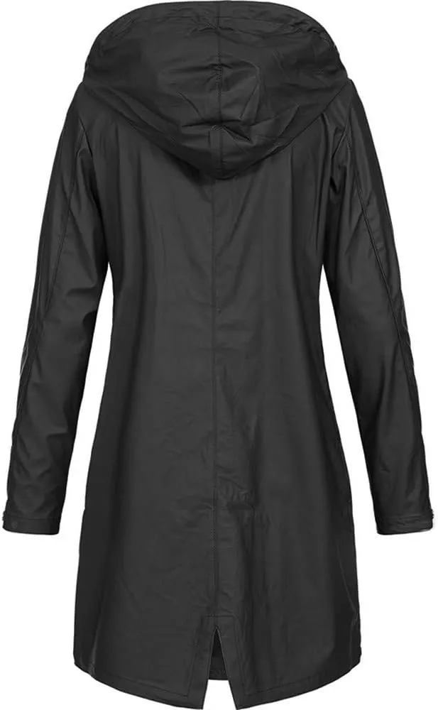 Coats for Women,Plus Jacket Outdoor Windproof Hooded Solid Women Coat Rain Raincoat Women's Coat Light Dressy Jackets