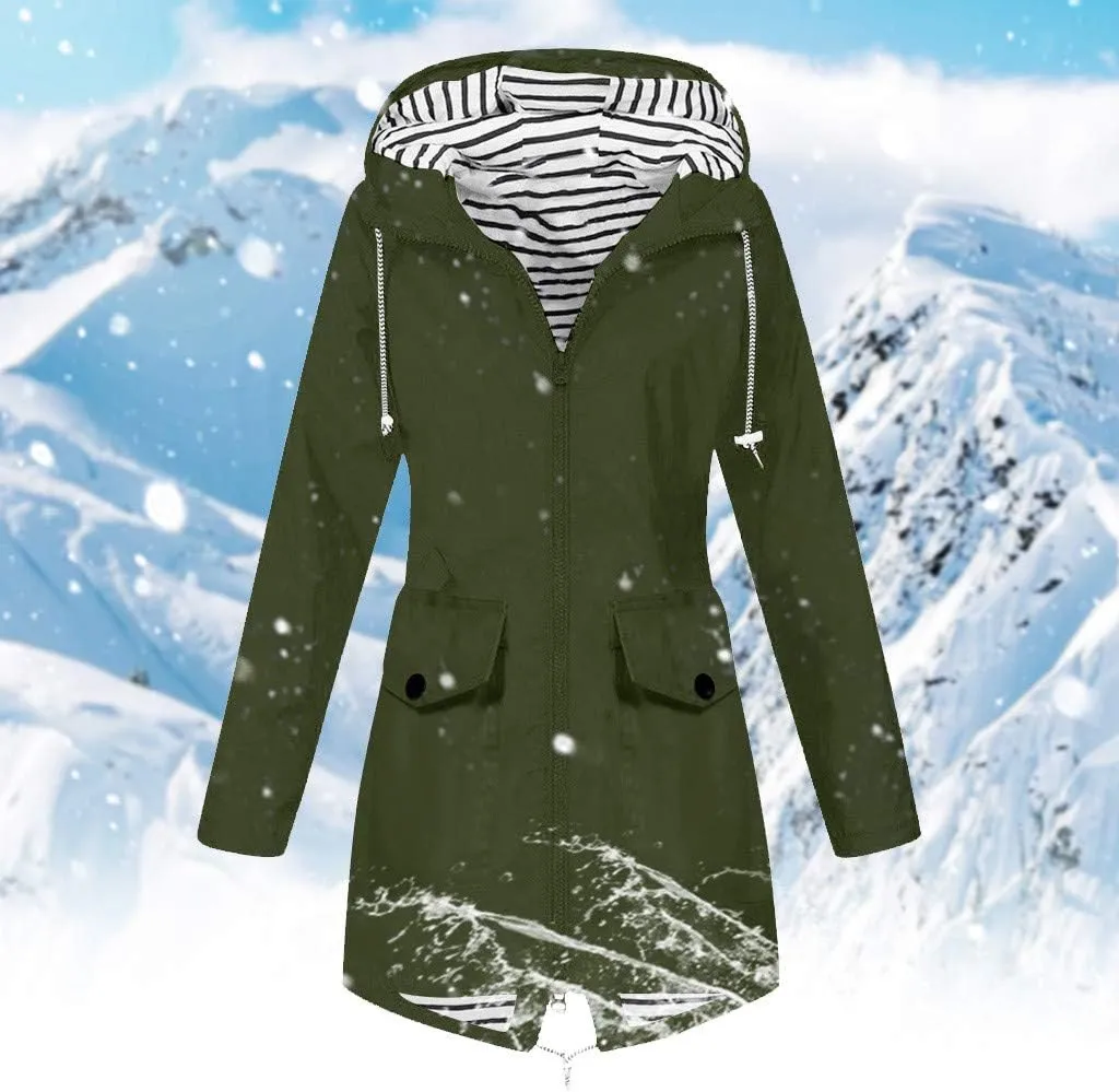 Coats for Women,Plus Jacket Outdoor Windproof Hooded Solid Women Coat Rain Raincoat Women's Coat Light Dressy Jackets