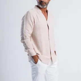 Collarless Linen Shirt