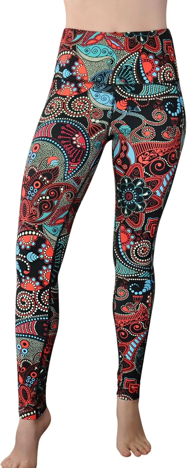 Comfy Yoga Women's Printed High Waisted Yoga Leggings | 2 Side Pockets | Soft Lightweight Workout Leggings