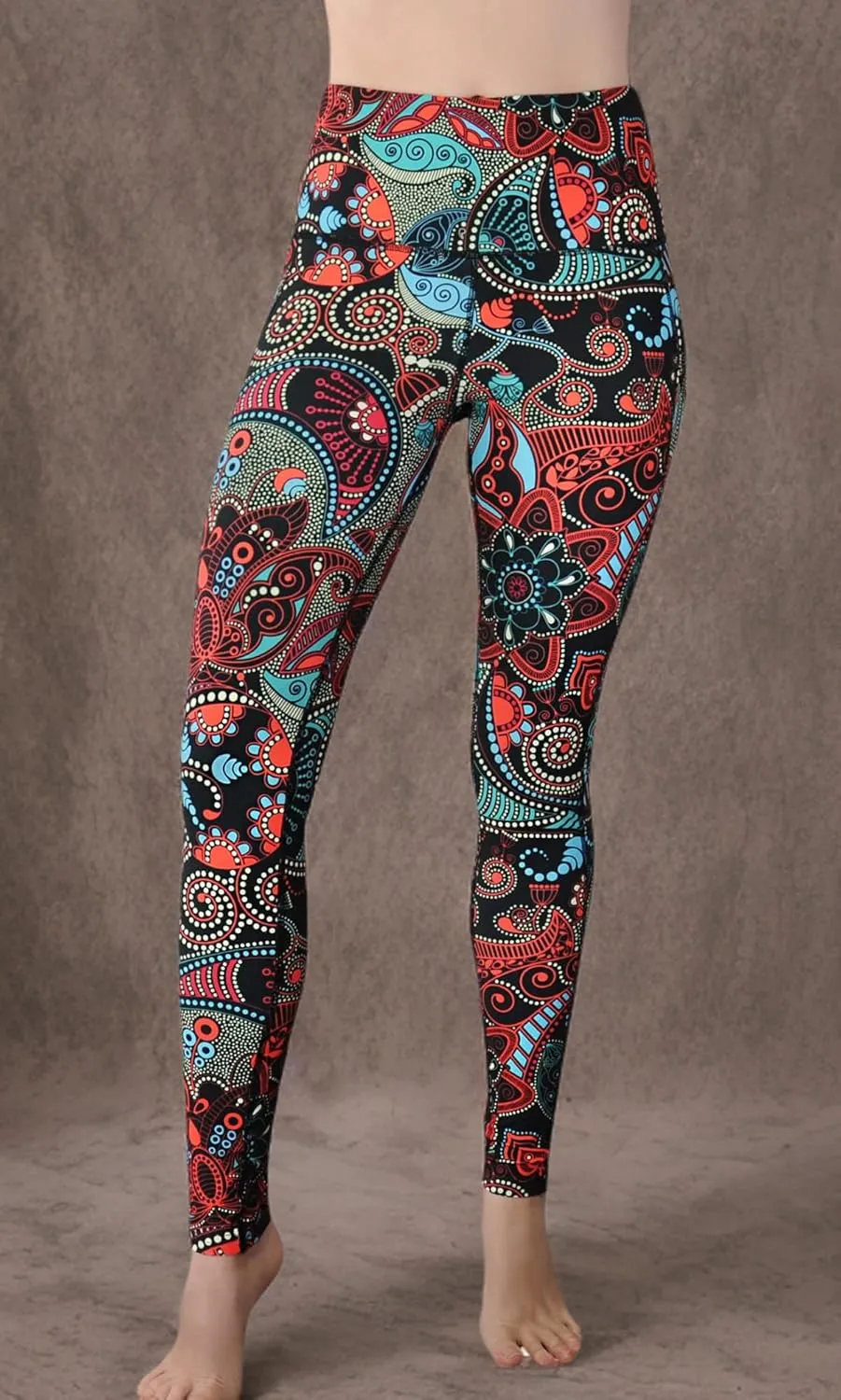 Comfy Yoga Women's Printed High Waisted Yoga Leggings | 2 Side Pockets | Soft Lightweight Workout Leggings