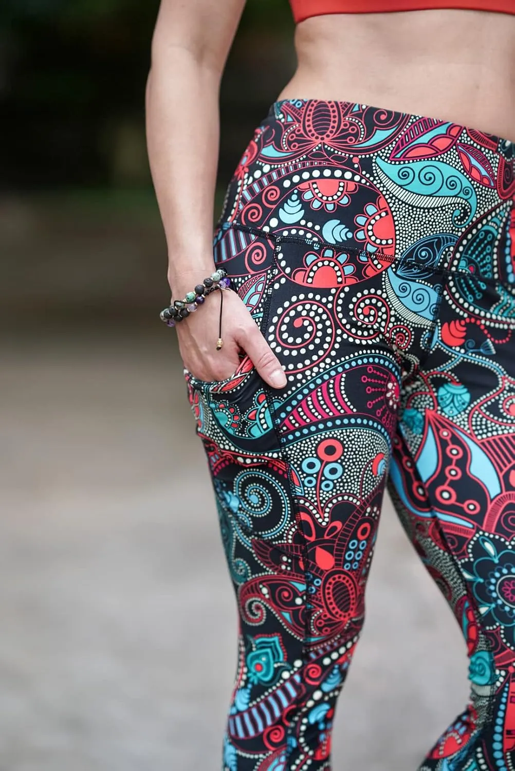 Comfy Yoga Women's Printed High Waisted Yoga Leggings | 2 Side Pockets | Soft Lightweight Workout Leggings