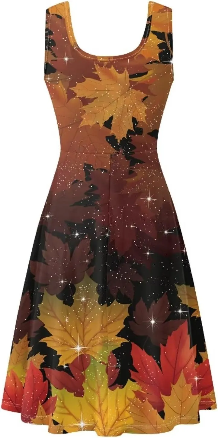 Dolyues Women Dresses Sleeveless Shirt Dress Casual Sundress A-line Swing Tunic Dresses with Pockets