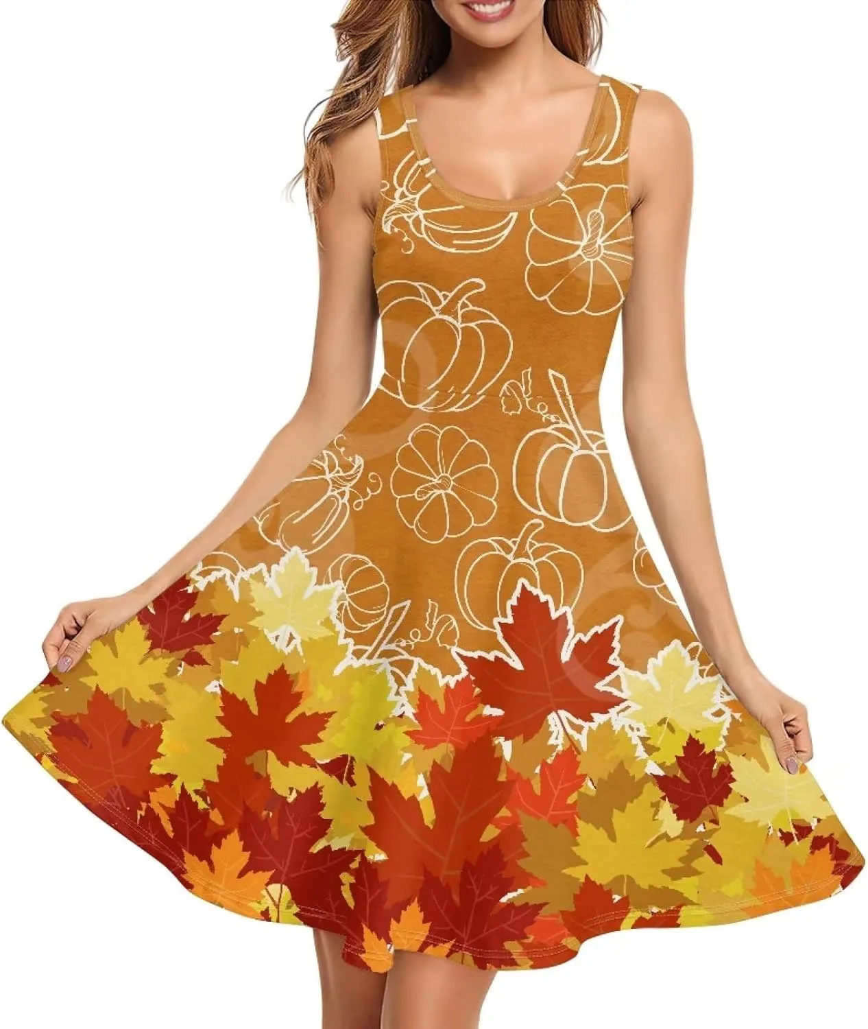 Dolyues Women Dresses Sleeveless Shirt Dress Casual Sundress A-line Swing Tunic Dresses with Pockets