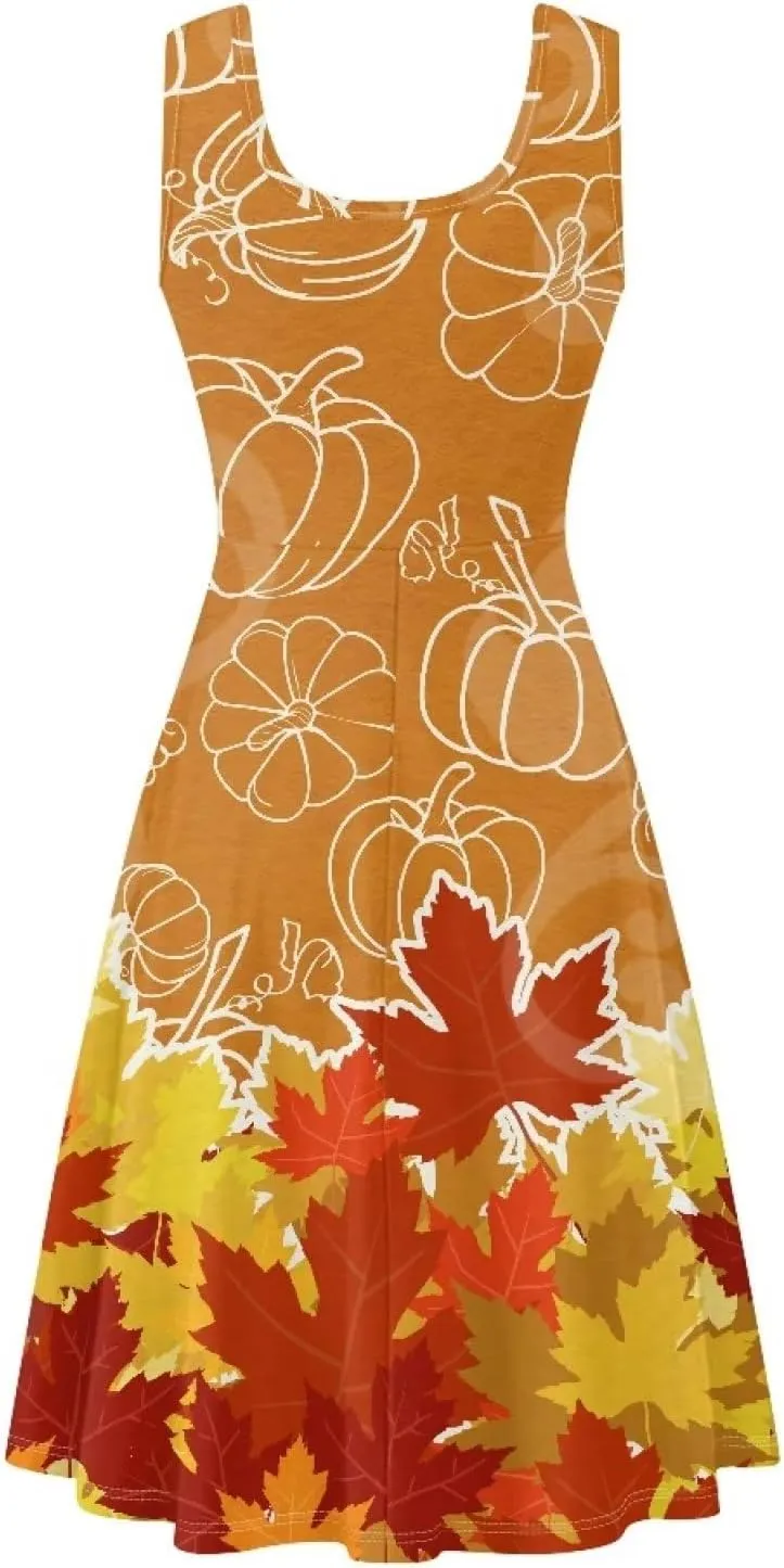 Dolyues Women Dresses Sleeveless Shirt Dress Casual Sundress A-line Swing Tunic Dresses with Pockets