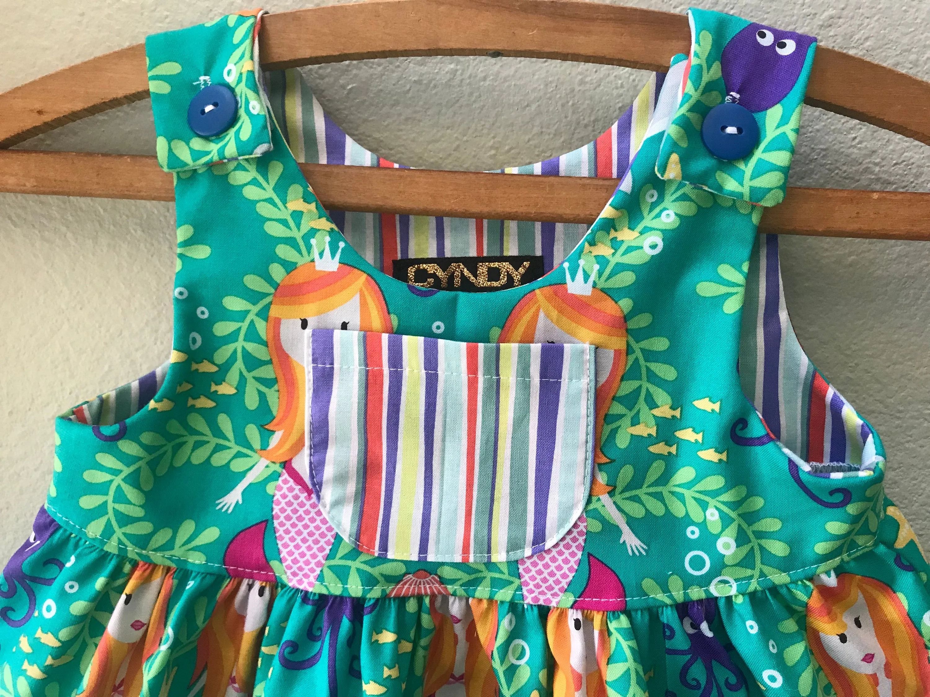Dress, Mermaid Green Cotton Summer Girls Beach Dress