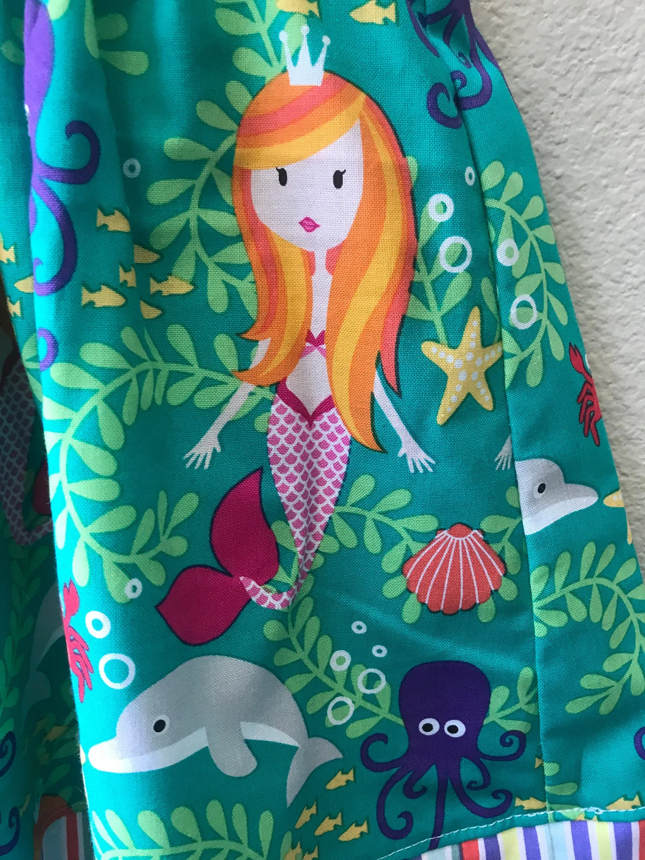 Dress, Mermaid Green Cotton Summer Girls Beach Dress