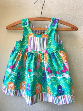 Dress, Mermaid Green Cotton Summer Girls Beach Dress