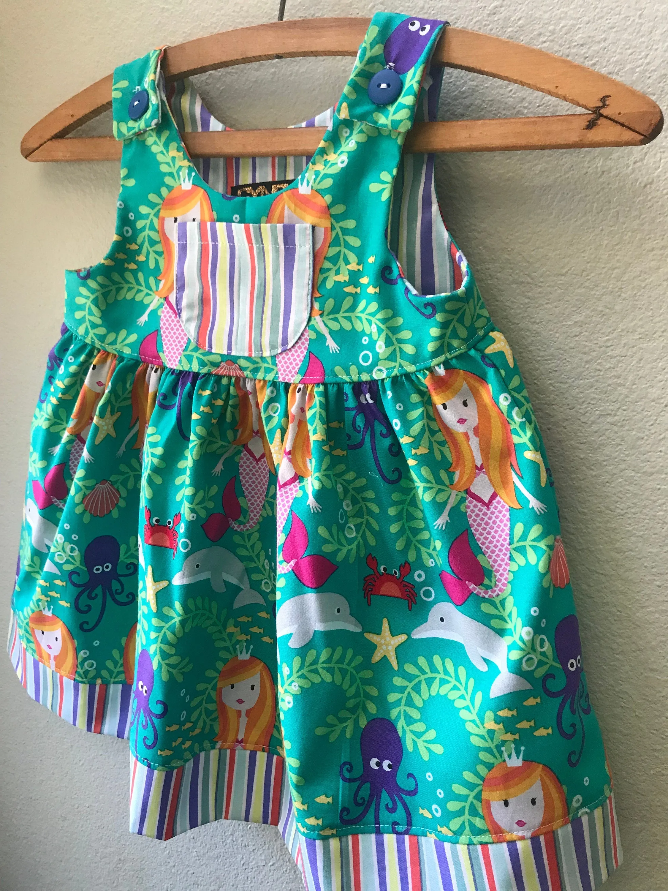 Dress, Mermaid Green Cotton Summer Girls Beach Dress