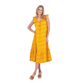 Eva Women's Ruffle Sundress Marigold Embroidery
