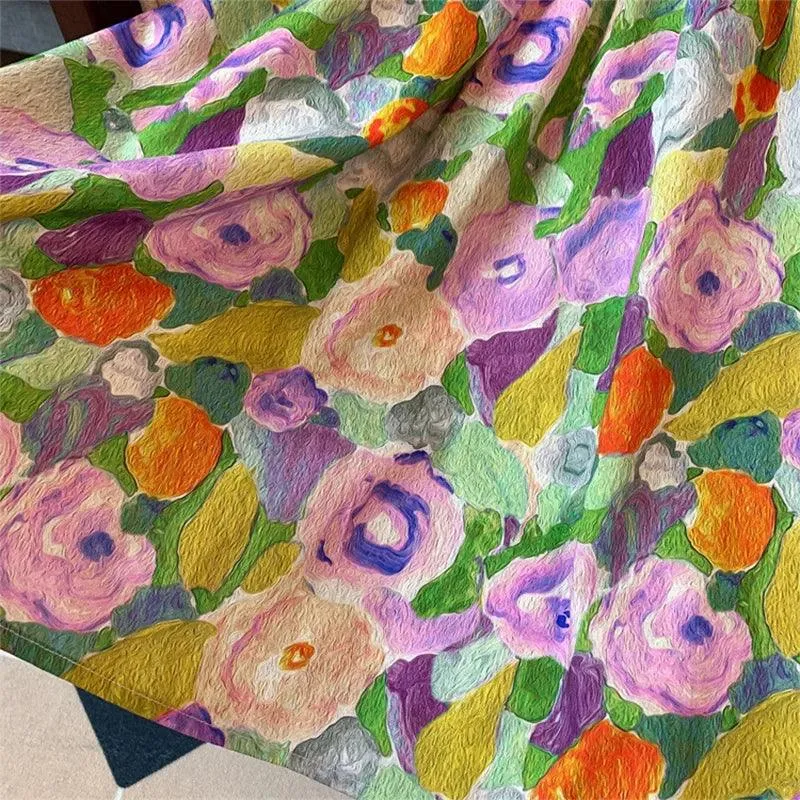 Floral Princess Sundress: Oil Painting A-LINE Style for Girls