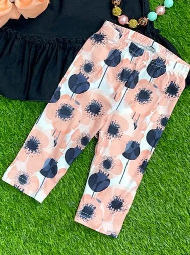 Flossy Floral Cropped Leggings - Kids