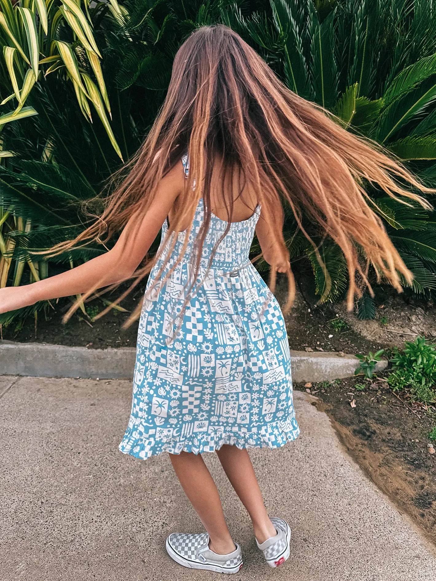Girls Hangin' Loose Dress - Laguna Blue