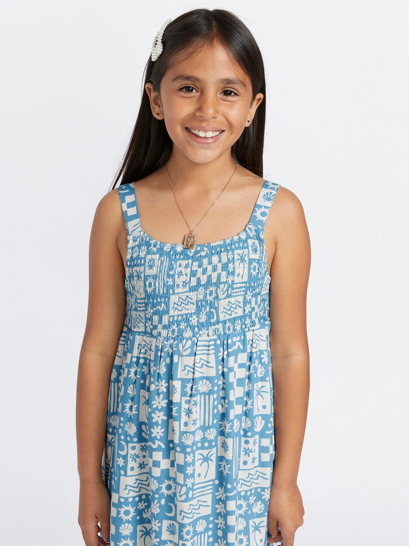 Girls Hangin' Loose Dress - Laguna Blue