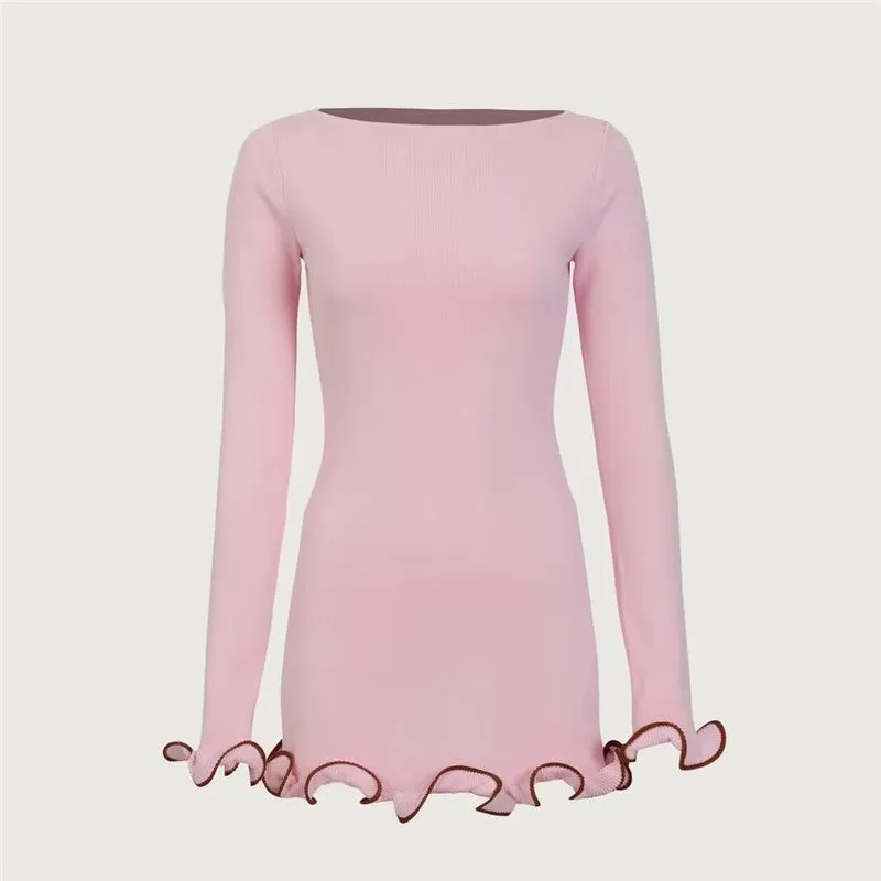 Helen Woman Long Sleeve Knit Mini Dress
