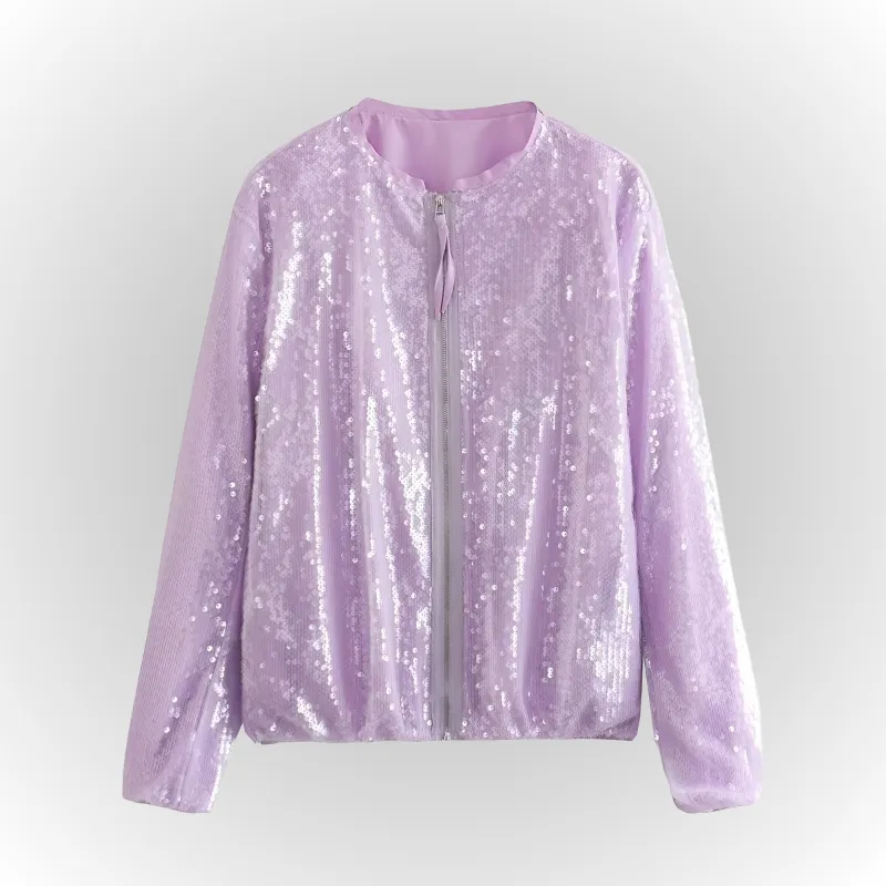 Ivyshape | Chic Sequin Bomber Jacket