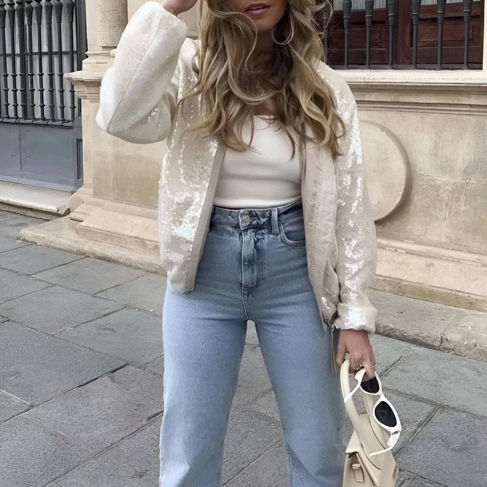 Ivyshape | Chic Sequin Bomber Jacket
