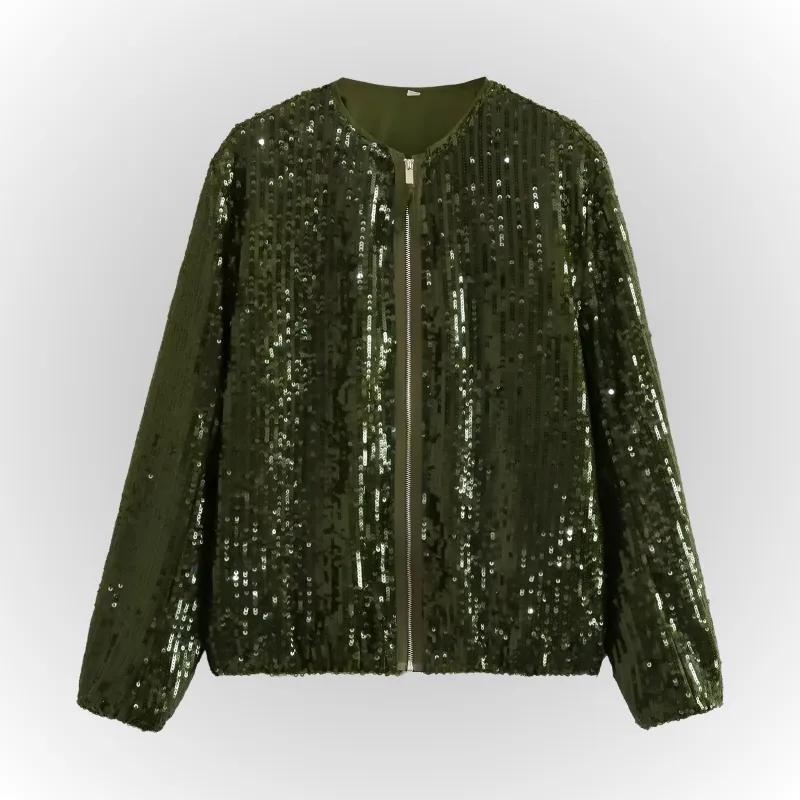 Ivyshape | Chic Sequin Bomber Jacket