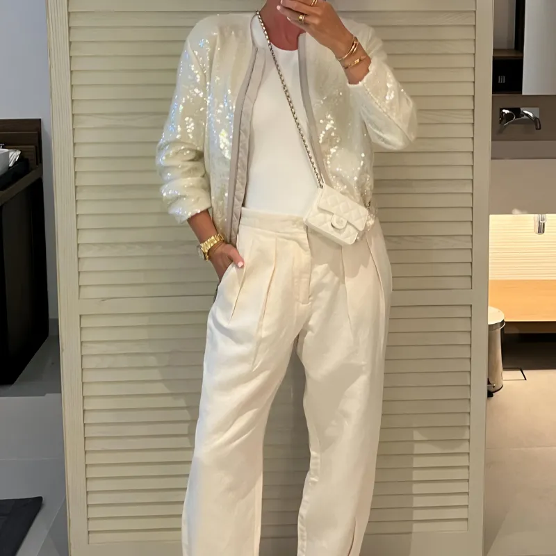 Ivyshape | Chic Sequin Bomber Jacket