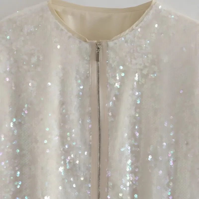 Ivyshape | Chic Sequin Bomber Jacket