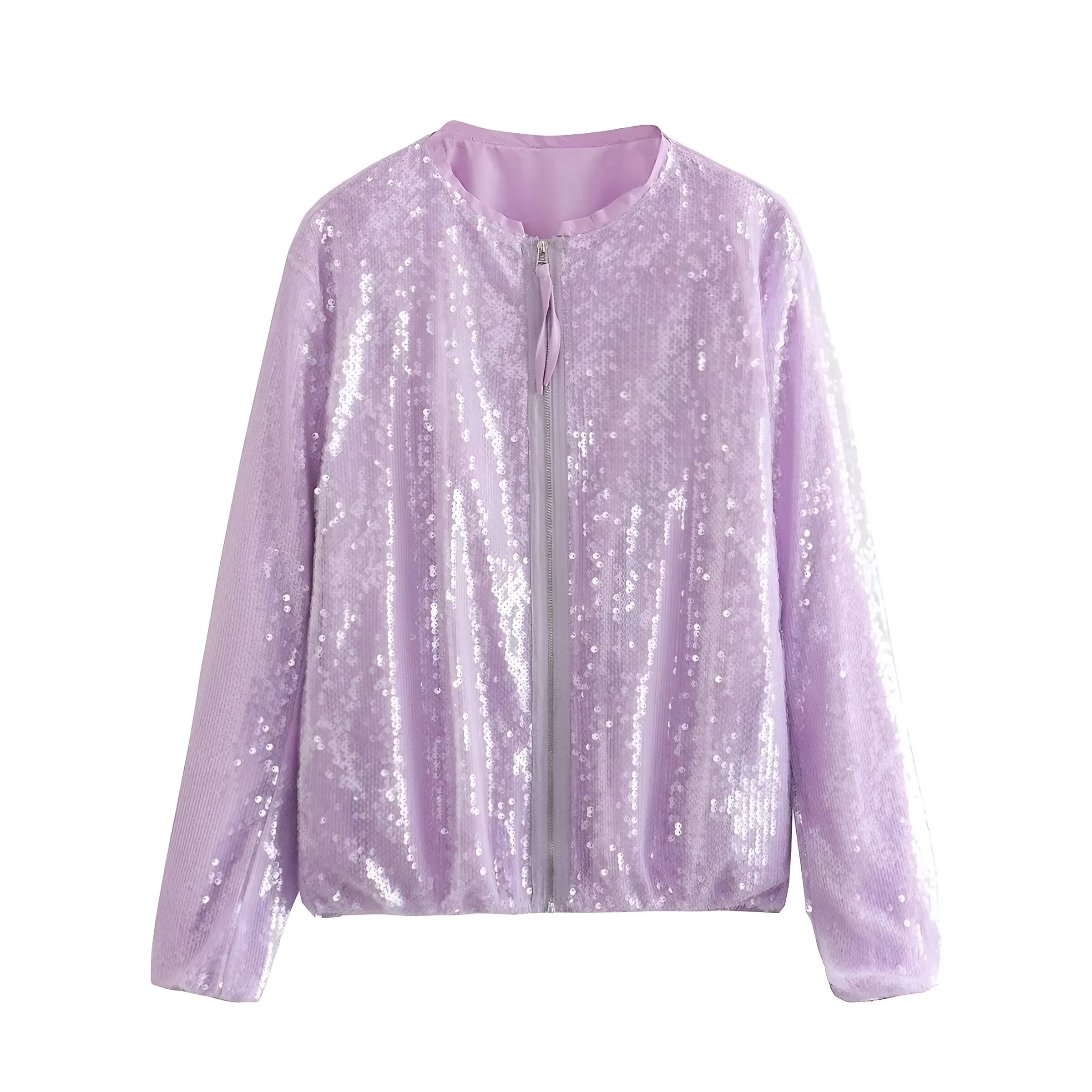 Ivyshape | Chic Sequin Bomber Jacket