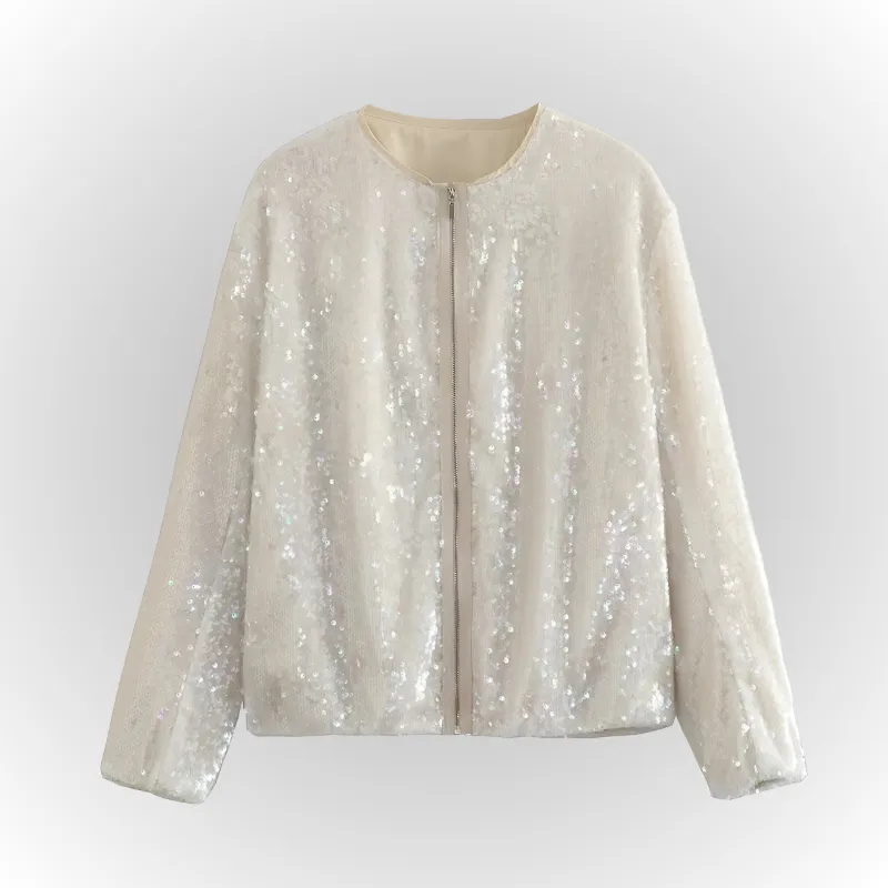 Ivyshape | Chic Sequin Bomber Jacket
