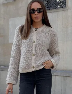 Ladies Chic Round Neck Long Sleeves Knit Jacket B62822