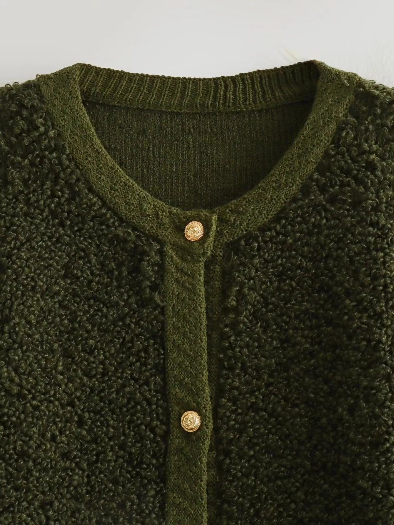 Ladies Chic Round Neck Long Sleeves Knit Jacket B62822