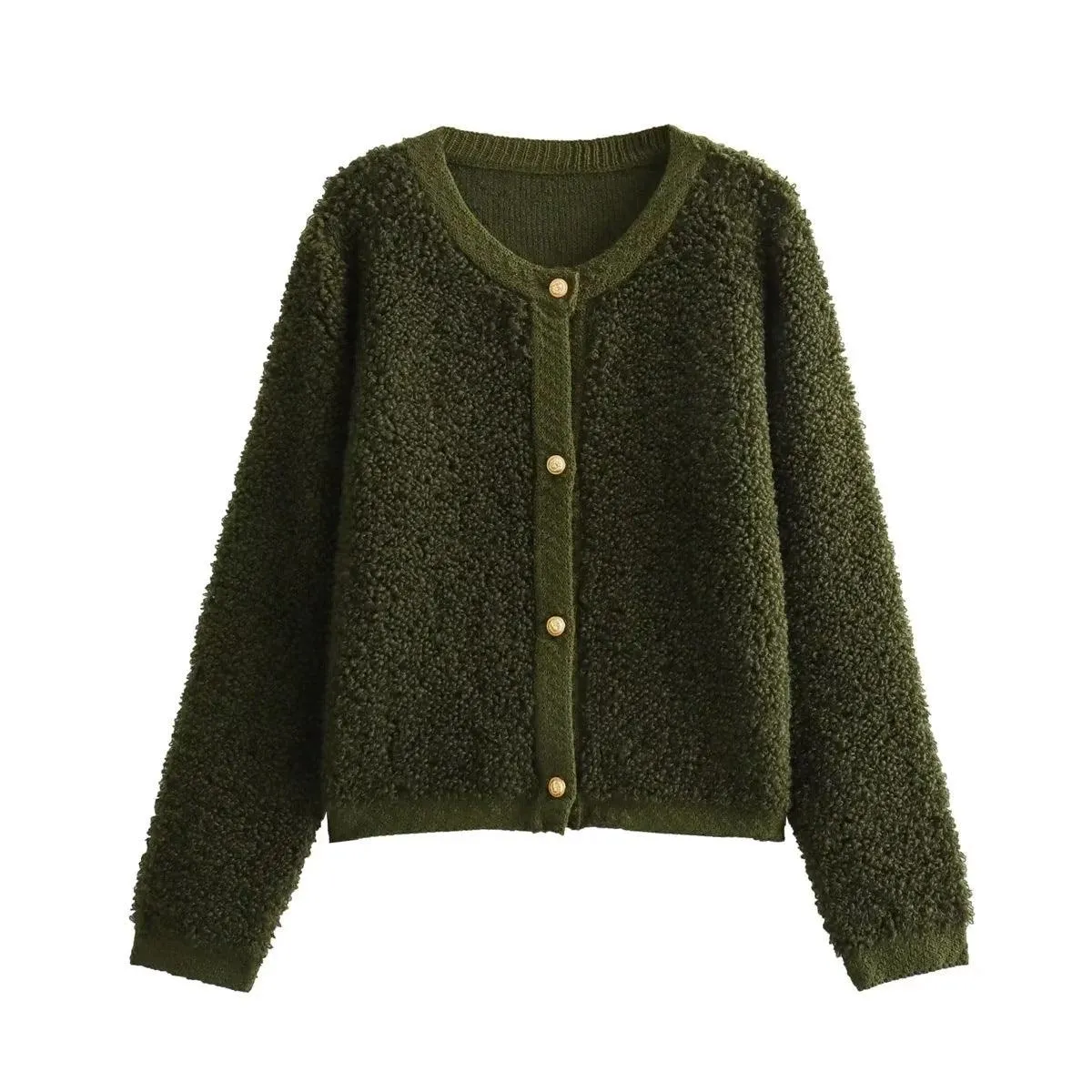 Ladies Chic Round Neck Long Sleeves Knit Jacket B62822